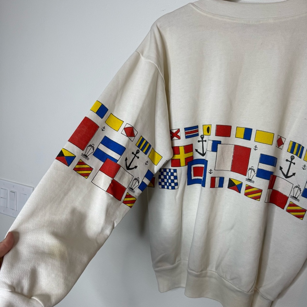 True Vintage Set Sail Curaçao Flag Crewneck Pullover size medium - Picture 9 of 10